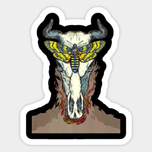 Skull Cow Butterfly Sticker